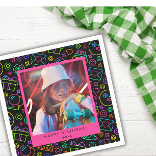 Foto Neon Zwart Maak Je Eigen Verjaardag Servet