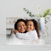 Foto: New Year Cheer Script Confetti Real Silver Folie Feestdagenkaart (Staand Voorkant)