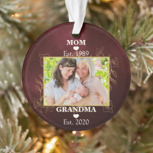 Foto Nieuwe Oma Gepersonaliseerd Est. Kerstjaar Ornament