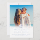 Foto oceaan strand shell koraal blauw save the date (Voorkant)