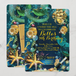 Foto Onder het Zee Pirate Mermaid Party Invite Kaart