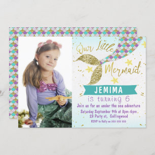 Foto onder Zee Mermaid Tail Birthday Uitnodiging