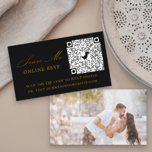 Foto Online RSVP QR Code Black Gold Weduwen Informatiekaartje