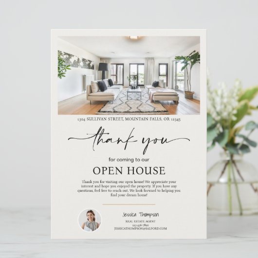 Foto Onroerend goed Open House Script Dank u kaart (Staand voorkant)