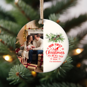 Foto Onze Eerste Kerstmis als Mam en Pap Keramisch Ornament