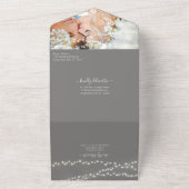 Foto op Back Blue Peony Wreath Simple Modern All In One Uitnodiging (Buitenkant)