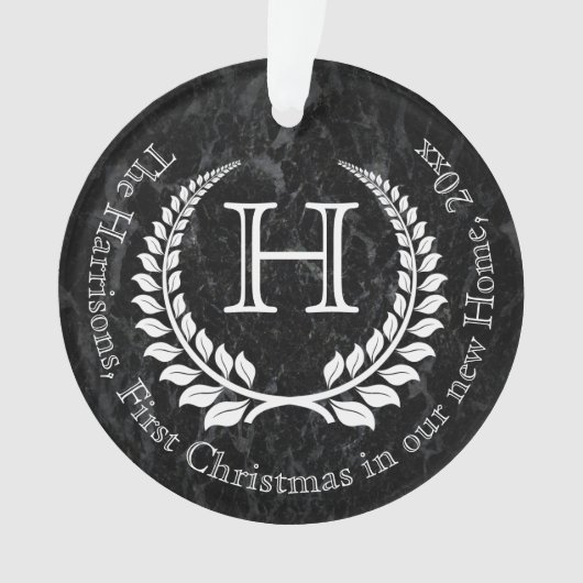 Foto op Back Monogrammed Letter First Kerstmis Ornament (voorkant)