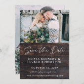 Foto op Wood Rustic Save the Date Uitnodiging (Voorkant / Achterkant)