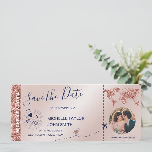 Foto Opslaan datum instapkaart Wereldkaart Kaart (Staand voorkant)