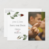 Foto Opslaan De Datum Blush Rosé En Cabernet Flora Briefkaart (Voorkant / Achterkant)