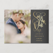 Foto Opslaan van de datum Elegant Gold Script Aankondigingskaart (Voorkant)