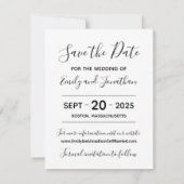 Foto Opslaan van de datum Kaart, White Modern Scri Save The Date (Achterkant)