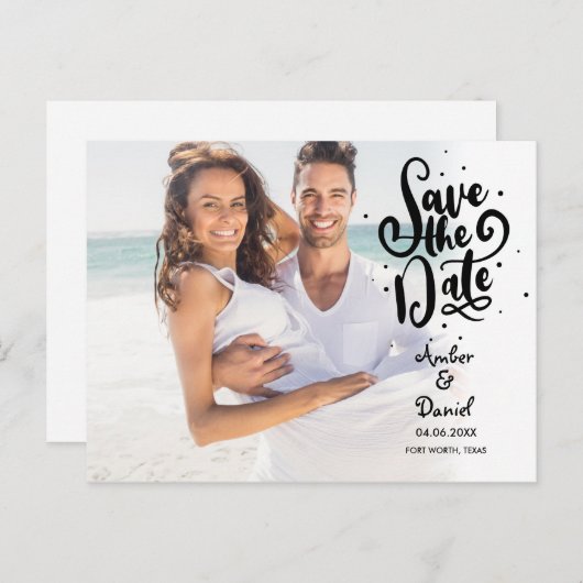 Foto opslaan van het datumscript aankondigingskaart (Voorkant / Achterkant)