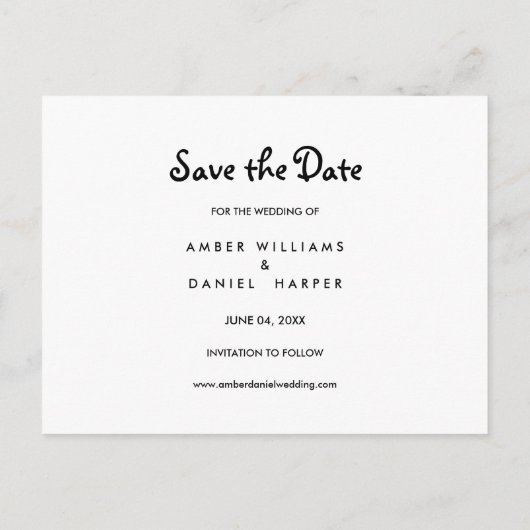 Foto opslaan van het datumscript aankondigingskaart (Achterkant)