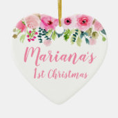 Foto Ornament Baby's eerste kerstroze Floral (Voorkant)