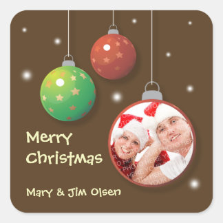 Foto ornament sparkly Merry Kerstmis sticker
