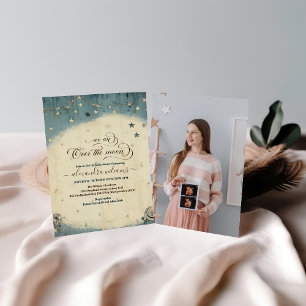 Foto Over the Moon Celestial Baby shower Kaart