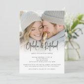 Foto-overlay informele script QR-code bruiloft Kaart (Staand voorkant)