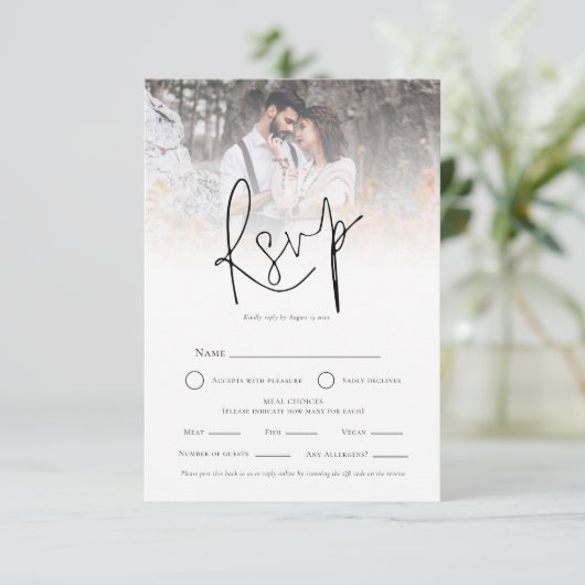 Foto Overlay QR Maaltijden Keuzes Bruiloft RSVP (Staand voorkant)