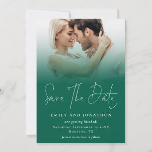 Foto Overlay QR Smaragd Groen Script Bruiloft Save The Date