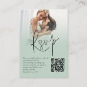 Foto Overlay Script QR Code Sage Bruiloft RSVP Informatiekaartje (Voorkant)