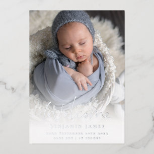 Foto Overlay Welcome Birth Announge Luxury Folie Uitnodiging