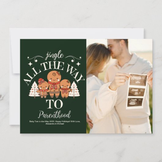 Foto paar Kerstmis Zwangerschap aankondiging (Voorkant)