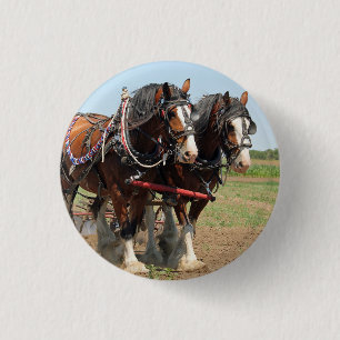 Foto Paarden Clydesdale Farming Ronde Button 3,2 Cm