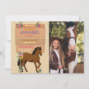 Foto Paardrijfeest Uitnodiging Pony Bloemen