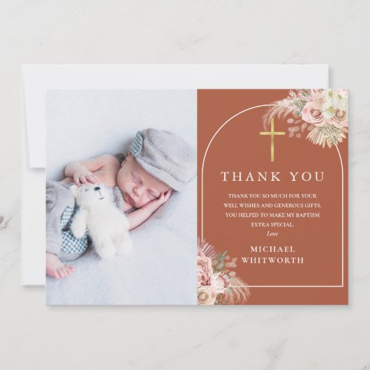 Foto Pampas Grass Arch Baptisme Hartelijk dank Bedankkaart (Voorkant)