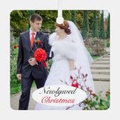 Foto Pas getrouwd Kerst Bruiloft Metalen Ornament (Voorkant)