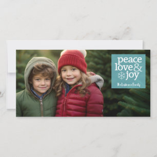 Foto - Peace Love and Joy - Light Blue Feestdagenkaart