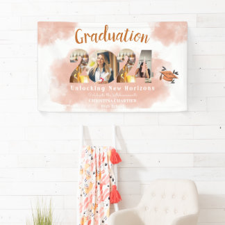 Foto Peach Fuzz 2024 Custom Graduation Party Spandoek