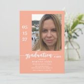 Foto Peach Graduation Party Uitnodiging (Staand voorkant)
