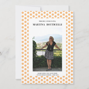 Foto Peach Polka Dots Afstuderen Aankondiging