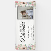 Foto Pensioenfeest Elegante Pastel Bloemen Spandoek (Verticaal)