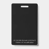 Foto Pers Pass Zwart Wit ID Badge (Achterkant)