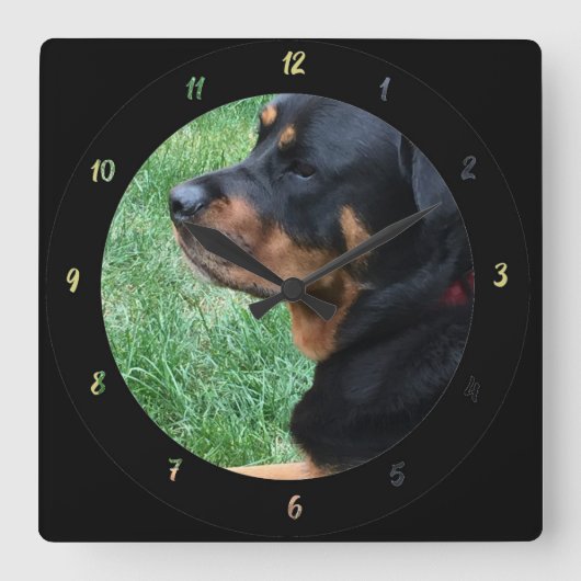 Foto personaliseren of Bestaande foto van Dog gebr Vierkante Klok (Voorkant)