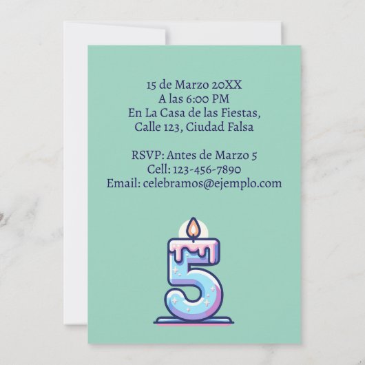 Foto Personalizada Mis 5 Años Cumpleaños Cinco Kaart (Achterkant)