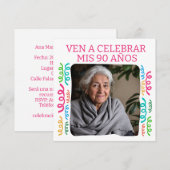 Foto Personalizada Mis 90 Años Fiesta Kaart (Voorkant / Achterkant)