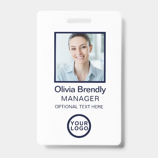 Foto Personeels ID Naam Badge | Navy Wit (Voorzijde)