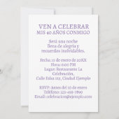 Foto Personnalisée Invitation de 40 Ans Aztec (Dos)