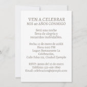 Foto Personnalisée Invitation de 40 Ans Aztec (Dos)