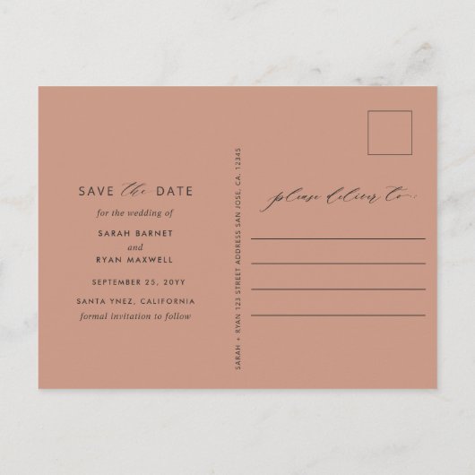 Foto Perzische terracotta Weddenschap Opslaan Datu Aankondigingskaart (Achterkant)