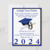 Foto Pet & Diploma Royal Blue & Gold Afstuderen Kaart (Voorkant)