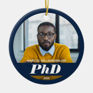 Foto PhD Gradennaam Blauw Afstuderen Keramisch Orn Ornament