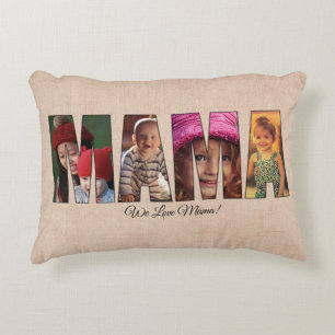 Foto Pillow MAMA Voeg Afbeeldingen toe, berichtnaa Accent Kussen