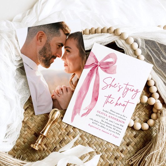 Foto Pink Bow Ze is Tying the Knot Vrijgezellenfee Kaart