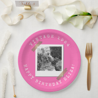 Foto Polaroid Vintage Heet Roze Verjaardag Papieren Bordje