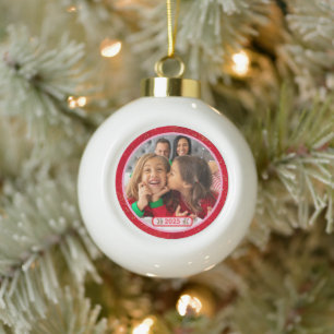 Foto Pret met Stampende Rendieren  Keramische Bal Ornament